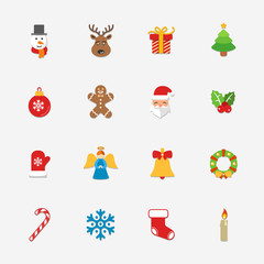 Fototapeta premium Christmas bright icons collection - vector illustration.