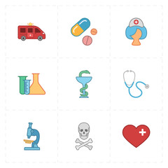 9 flat medicine icons