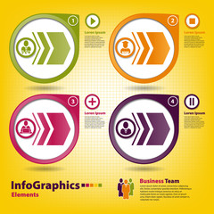 Four multi-colored design elements for infographics