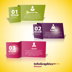 Modern business paper cut infographics element origami