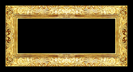 antique golden frame isolated on black background, clipping path