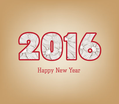 Happy new year 2016 Text Design. floral background