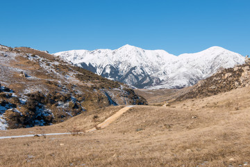 Tourist trail in mountains, Canterbury, New Zealand