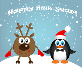 Merry Christmas Landscape. Vector  Happy New Year