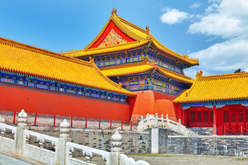 Fototapeta na wymiar Palaces, pagodas inside the territory of the Forbidden City Muse