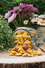 Corns flakes on wood plate