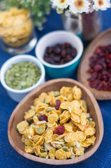 Corns flakes on wood plate