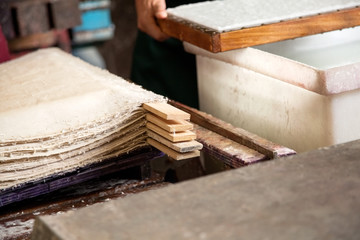 Stacked Paper Sheets Drying In Factory
