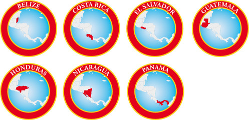7 maps of the Central American countries