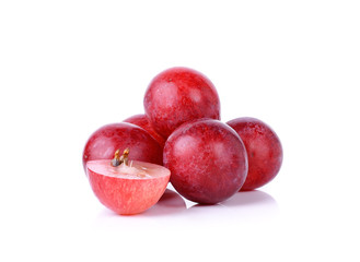 Red grapes isolated on the white background