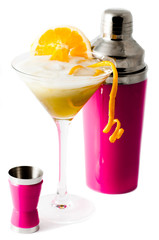 orange with pink cocktail shaker