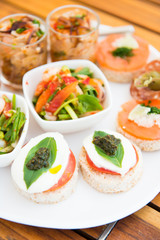 various fusion food appetizers on dish