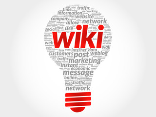 Wiki bulb word cloud, business concept