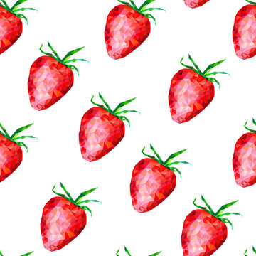 seamless pattern with polygonal strawberries