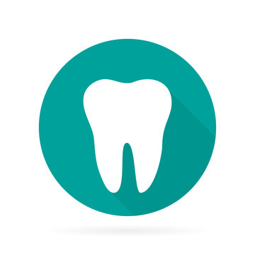 Dental Tooth logo in flat with shadow