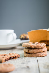 cookie on wooden table.