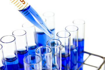 laboratory glass pipette drop solution in test tube