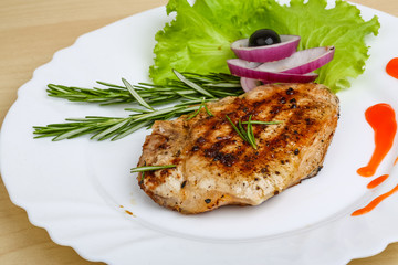Grilled pork steak