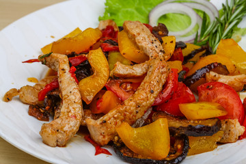 Fried pork with vegetables