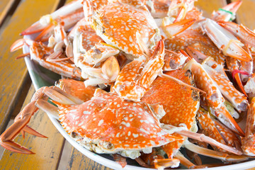 Close Up Hot Steamed Crabs
