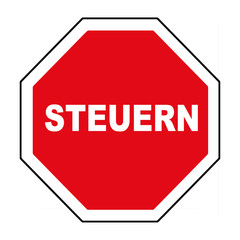 Stopschild mit dem Wort Steuern