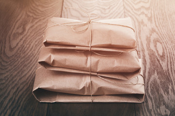 vintage style parcels wrapped with rope