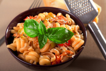 Pasta with cherry tomatos and parmesan cheese