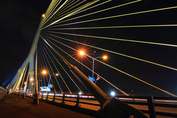 Fototapeta na wymiar moving light at the bridge / blur light of traffic car