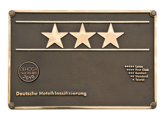 Hotelschild mit Hotelklassifizierung mit Sterne