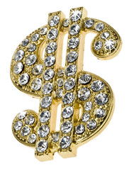 goldenes Dollarzeichen mit Diamanten besetzt