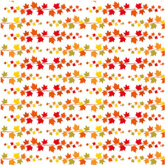 Horizontal seamless vector pattern of autumn leaves.