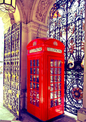Phone box in Westminster, red symbol of Great Britain