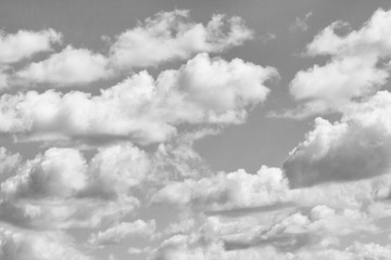 The clouds in the sky in grayscale