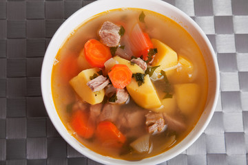 Veal soup with vegetables