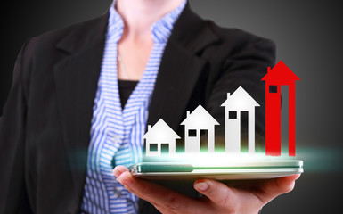 businesswoman showing property concept