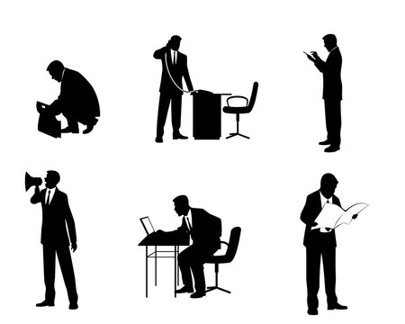 Six businessmen silhouettes