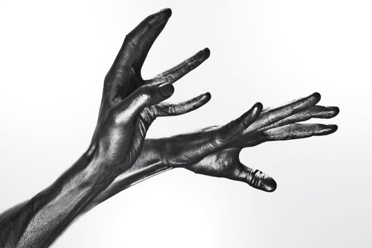 beautiful men metal hands with long fingers