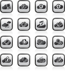 cloud services and objects icons - vector icon set