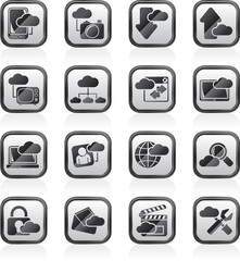 cloud services and objects icons - vector icon set