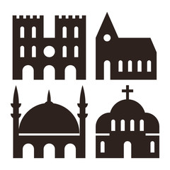 Landmark icons isolated on white background