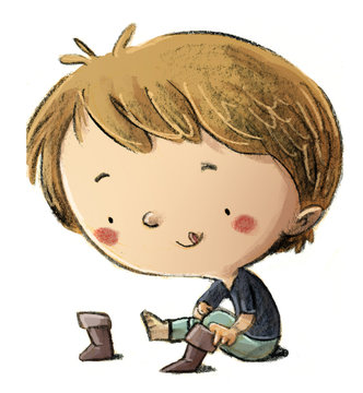 ni&ntilde;o poni&eacute;ndose los zapatos
