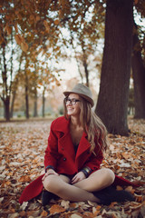 Woman enjoying the autumn