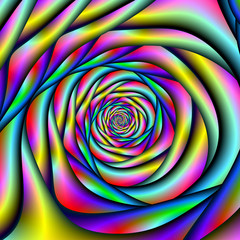 Fototapeta premium Rainbow Spiral Tunnel / A digital abstract fractal image with a spiral tunnel, design in red, blue, red, yellow, pink and violet.