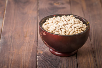 Bowl of raw white beans
