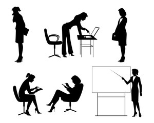 Six businesswomen silhouettes