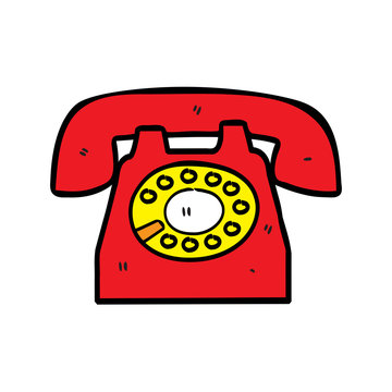 retro telephone in doodle style