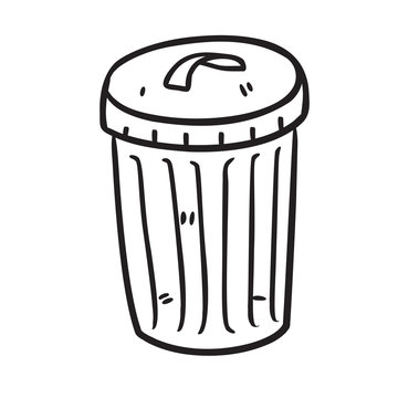 Trash Bin In Doodle Style