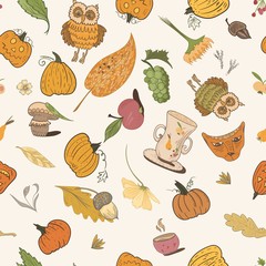 Thanksgiving Vector Doodle Pattern