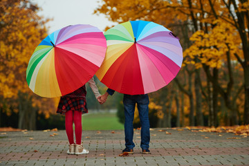 boy and girl in autumn park