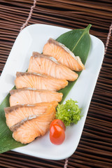 japanese cuisine. fried fish on the background